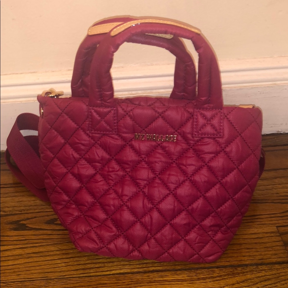 MZ Wallace Red Mini Quilted Bag with Textured Design